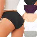 FINETOO Womens Underwear Cotton Cheeky Bikini Mid Rise Stretch Ladies Panties Soft Breathable Underwear Women Pack 5 (XL)