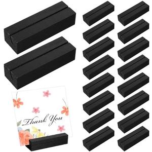 30Pcs Wood Table Card holders, Black Place Card Holder Table Number Stands Name Cards for Wedding Party Events Exhibition Decoration Office Restaurant Business(2.7 x 1 x 0.7 Inches)