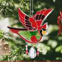 KY&BOSAM Crystal Cardinal Suncatcher Mom Gift Had Painted Glass Sun Catchers for Windows Hangings Ornament with Pressed Flower and Heart Charm Birthday Gifts for Women Mom Mothers Day Christmas