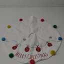 XAMSHOR 24 Inches Christmas Tree Skirt, Embroidered Burlap Xmas Tree Skirt with Colorful Pom Poms, Indoor Outdoor Holiday Decorations, White