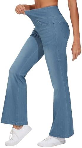 THE GYM PEOPLE Women's Tummy Control Bell Bottom Jeans High Waisted Wide Leg Flare Pants Jeggings with Pockets M