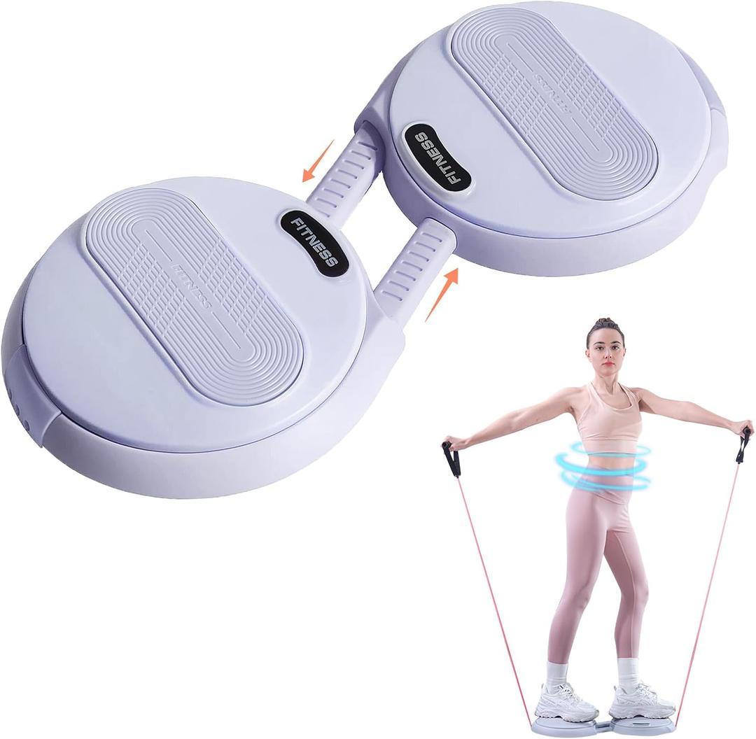 Ab Twister Board, Waist Twister Machine with Resistance Bands, Waist Twisting Disc for Core & Ab Exercise, Foot Massage, Ideal for Slimming Workout (Blue)