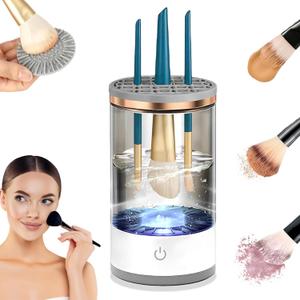 Electric Makeup Brush Cleaner,Multi-Use Cosmetic Brush Cleaner, Automatic Spinning Makeup Brush Cleaner for All Size Makeup Brushes (White)