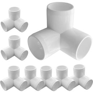 8Pack 1-1/4 PVC Fittings, 3-Way Elbow Fittings for Heavy Duty Furniture, Grade SCH40 3-Way PVC-Elbow Side Outlet Tees, 90 Degree Corner Elbow Fitting for Greenhouse Frame Tent Connections