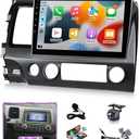 Android 13 Car Stereo for Honda Civic 2006 to 2011 with factory navigation Support Apple CarPlay Android Auto, 10.1IN Touchscreen for Honda Civic 5G WiFi GPS FM RDS DSP EQ BT Mirrorlink Camera MIC (10.1IN,2GB+32GB, Support Large Screen, Non. Airbag)