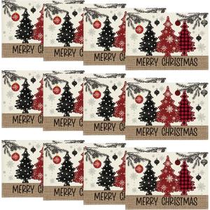 Artoid Mode Red Pine Trees Balls Merry Christmas Placemats Set of 12, 12x18 Inch Winter Xmas Table Mats for Party Kitchen Dining Decoration