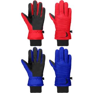 SATINIOR 2 Pairs Kids Waterproof Winter Snow Gloves Ski Gloves for Boy Girl Outdoor Warm Thickening Snowboar (8-12 Years, Royal Blue, Red)