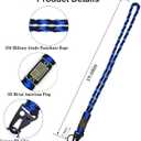 Retractable Keychain, Heavy Duty Badge Holder Reel  Braided Paracord Lanyard with USA Flag, Retractable ID Badge (Black-blue)