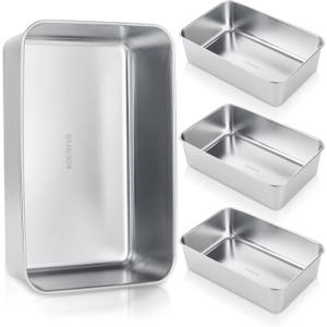 AKOLAFE 4 Pack Stainless Steel Loaf Pan 8.5 x 5.5 Inch Banana Bread Pan for Homemade Bread Loaf Pans for Baking Bread Tin Sourdough Bread Baking Pan Metal Sandwich Loaf Bread Pans for Meatloaf, Cake