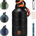 Fjbottle Insulated Half Gallon Water Bottle 64oz with Magnetic Lid, Stainless Steel Double-Wall Vacuum Leak Proof Sports Insulated Jug with Paracord Handle, Keep Water Hot & Cold for Outdoor,Gym