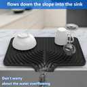Dish Drying Matt for Kitchen Counter,10"14"18"20"Silicone Dry Rack Mat with Built in Drain, Kitchen Dry Mats for Dishes Drying Pad for Counter(18"12"black)
