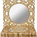 MAONAME 12" Gold Charger Plates Set of 6, Mirror Chargers for Dinner Plates, Plastic Plate Chargers with Embossed Rims, Square Chargers for Table Setting, Wedding