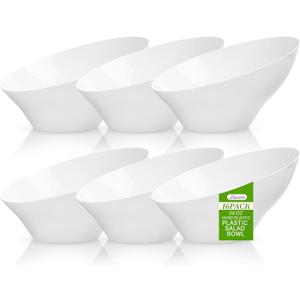 Liacere 16PCS White Plastic Serving Bowls - 54 OZ Angled Table Salad and Fruit Bowls - Disposable for Chip&Candy - Ideal for Party & Wedding & New Year