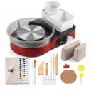 Pottery Wheel for Kids Adults and Beginners - Complete Pottery Set with 6" Turntable with Two-Way Rotation, 2.2lb Clay, Art Supplies Sculpting Tools, Craft Gifts for Teens Adults (Red)