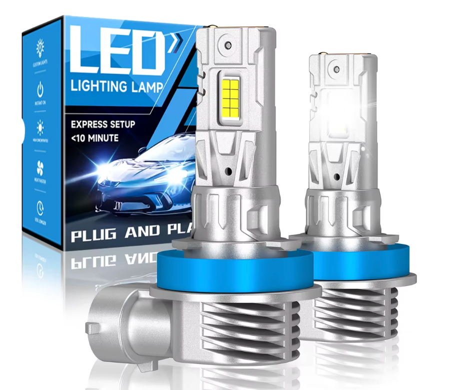 H11 Fog Light Bulbs or DRL, 700% Brighter Fanless H11 H8 H16 Fog Lamp Replacement, 6000K Cool Wihte, Real 1:1 Mini Size Design, Plug and Play, Pack of 2