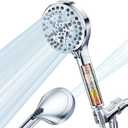 Handheld Shower Head with Filter, High Pressure 10 Spray Modes and Power Wash Mode for Cleaning, 3 Replaceable Filter Reduce Chlorine Soften Hard Water, Shower Head with Hose,Holder (Gold) (Chrome)