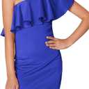 WDIRARA Girl's One Shoulder Ruffle Trim Flounce Sleeve Pencil Party Birthday Dress