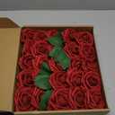 AmyHomie Artificial Flower Dark Red Rose 25pcs Real Looking Fake Roses w/Stem for DIY Wedding Bouquets Centerpieces Arrangements Party Baby Shower Valentines Day Christmas Tree Decorations