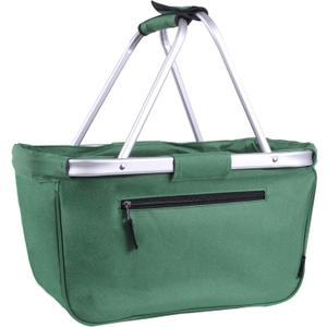 Picnic Basket, SIYUAN 24L Collapsible Market Basket with Two Handles Portable Canvas Grocery Basket Reusable Christmas Shopping Bag (Green)