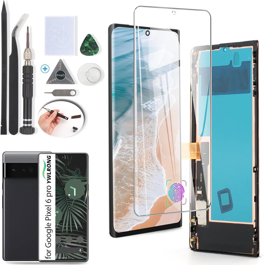 YWLRONG OLED for Google Pixel 6 Pro Screen Replacement LCD Display Touch Screen Digitizer Assembly for Pixel 6 Pro GLUOG G8VOU with Tools (Support Fingerprint
