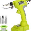 Choerinton Soldering Iron Compatible with Ryobi 18V Battery Soldering Iron Kit 75W Soldering Gun Automatic Feed Welding Iron with 0.04" Solder Wire,5pcs Solder Tips for Home DIY,Repairing Welding (Green for Ryobi)
