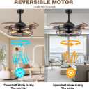 DuMaiWay 48" Retractable Ceiling Fans, Fandelier Industrial Caged Ceiling Fan with Remote Controller Vintage Style for Farmhouse/Living Room/Bedroom/Restaurant 5 Lights 4 Fan Blades