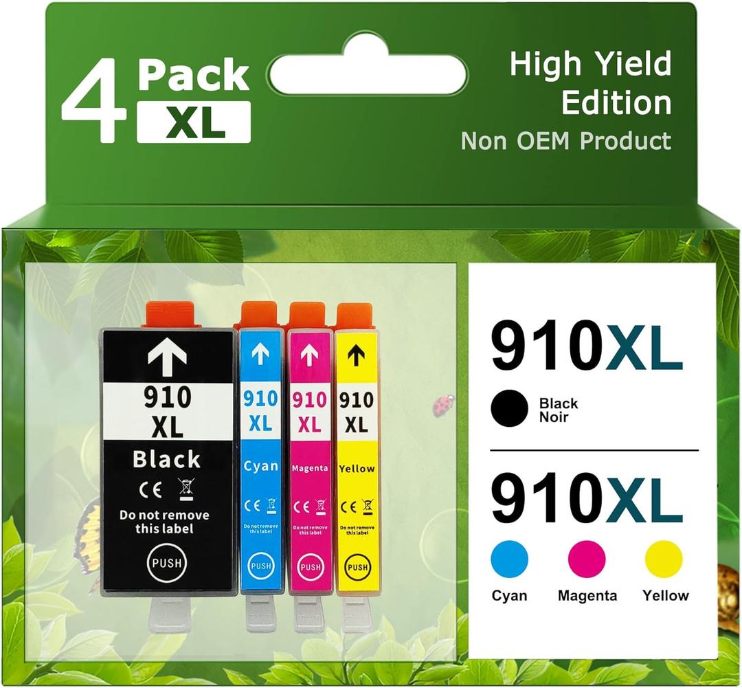LEDES 910XL Ink Cartridges Combo Pack Replacement for HP Ink 910 XL Work with Office Jet Pro 8020 8025 8028 8035 Printer, Black and Color,4 Pack