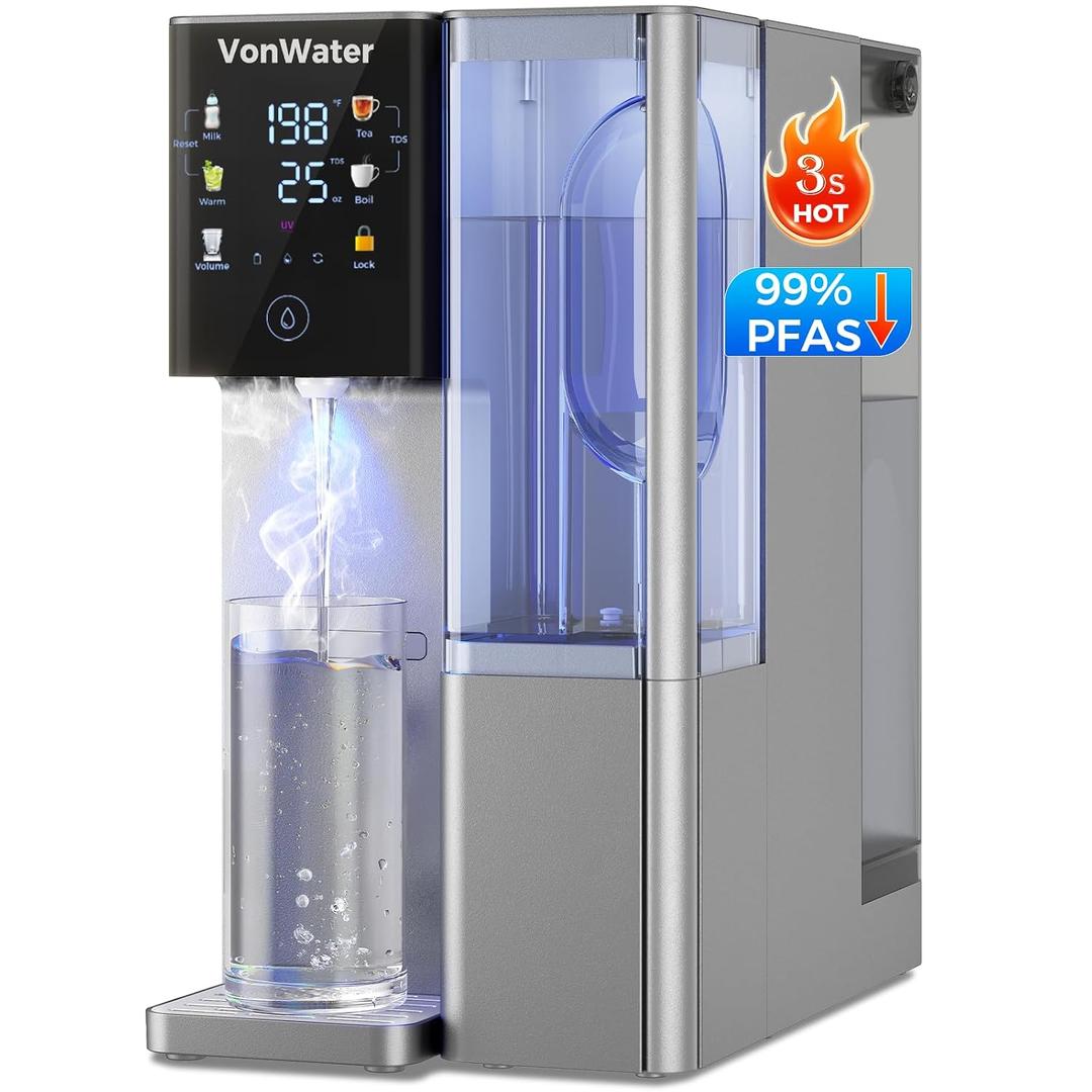 CT910GH Reverse Osmosis Water Filter Countertop, 3s Instant Hot RO Water Filtration System, 7-Stage Water Dispenser Removable Pitcher, NSF/ANSI 372,42,58, Reduce TDS PFAS, No Installation