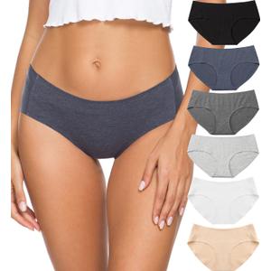 Altheanray Womens Underwear Cotton Underwear for Women Seamless Hipster Bikini Briefs Panties 6 Pack (Medium, Blackwhiteblue)
