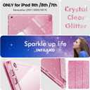 INFILAND for iPad 9th/8th/7th Generation Case 2021/2020/2019 10.2 inch, Glitter Slim Protective Cover with Clear Back, Pencil Holder for Kids Girls for iPad 7/8/9 Gen, Pink