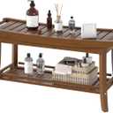 Bamboo Shower Bench Chair Bathroom Shower Stool Seat for Inside Shower Bathtub with Storage Shelf Shower Foot Rest for Shaving Legs 39 x 13 x 19.2 Inches Chestnut Brown