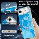 for iPhone Air Case/iPhone 17 Air Case,[Compatible with MagSafe][Invisible Magnetic Ring Stand],Slim Shockproof Wavy Women Girls Cover for Apple iPhone 17 Air 6.5"(2025),Blue/Gold