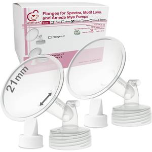 Nenesupply 21mm 2 pc Flanges Duckbill Valves Compatible with Spectra S2 S1 9 Plus Synergy Gold Breastpump Replacement to Spectra Pump Parts Flange Accessories Wide Mouth Work with Backflow Protector