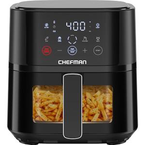 Chefman Digital Air Fryer for Home, 4 QT 1500W, Original USA Brand, Touch Control Panel with 4 Presets, Patented Hi-Fry Technology for Extra Crisp, See Through Window, Dishwasher Safe Basket