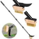 Walensee 3-in-1 Crack Weeder & Moss Remover Brush with 66.5-Inch Adjustable Handle, Weed Puller with 2 Replaceable Brush Heads and Scraper for Deck, Patio, Walkway, Driveway Crevice Cleaning Tool