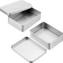 PATIKIL 2 Pcs Metal Tin Box, 5.1 x 3.7 x 1.4 Inch Rectangular Storage Tin Box with Lid Portable Tinplate Container for Home Organizer Crafts Gifts Keys Cookies Cards Candles Storage