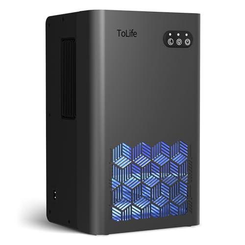 ToLife Dehumidifier for Home 95 OZ Water Tank, 1000 sq.ft Dehumidifiers for Basement Bedroom Bathroom with Auto Shut Off 7 Colors LED Light, Grey