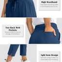 Soothfeel Women's Pants with 4 Pockets 7/8 Stretch High Waisted Sweatpants Travel Athletic Work Golf Pants for Women (Blue, M)