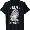 Ben Drankin 4th of July Benjamin Franklin Men Women USA Flag T-Shirt XL