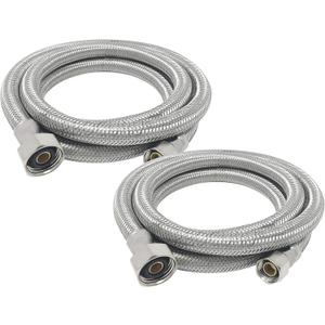 [2-Pack] PROCURU 48" (4Ft) x 3/8" Comp x 1/2" FIP Faucet Hose Connector, Stainless Steel Braided Supply Line, Certified Safe (9SF48-2P)