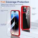 2 x UniqueMe [5 in 1 Design for iPhone 14 Pro 6.1 inch Case, 2 Pack Screen Protector Tempered Glass + 2 Pack Camera Lens Protector, [Non-Yellowing] Shockproof Ultra Thin Protective Cover - Red