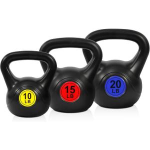 Fitvids Kettlebell Sets 3 Piece Strength Training KettleBells Weight Set 10lb, 15lb, 20lb Kettle Bell