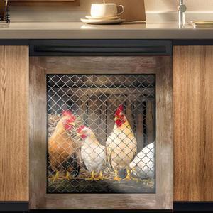 23 W x 26 H inches Dishwasher Cover Decorative Magnet Rooster Kitchen Dishwasher Covers for The Front Dishwasher Door Magnet, Large