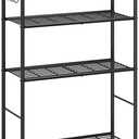 4-Tier Storage Shelves with 6 Hooks, 33.2" x 12.7" x 57.3", Black
