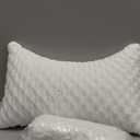 Cooling Side Sleeper Pillow for Neck and Shoulder Pain, Luxury Shredded Memory Foam Curved Bed Pillows for Sleeping Set of 1- Adjustable Queen Size- Washable Cover Crescent White