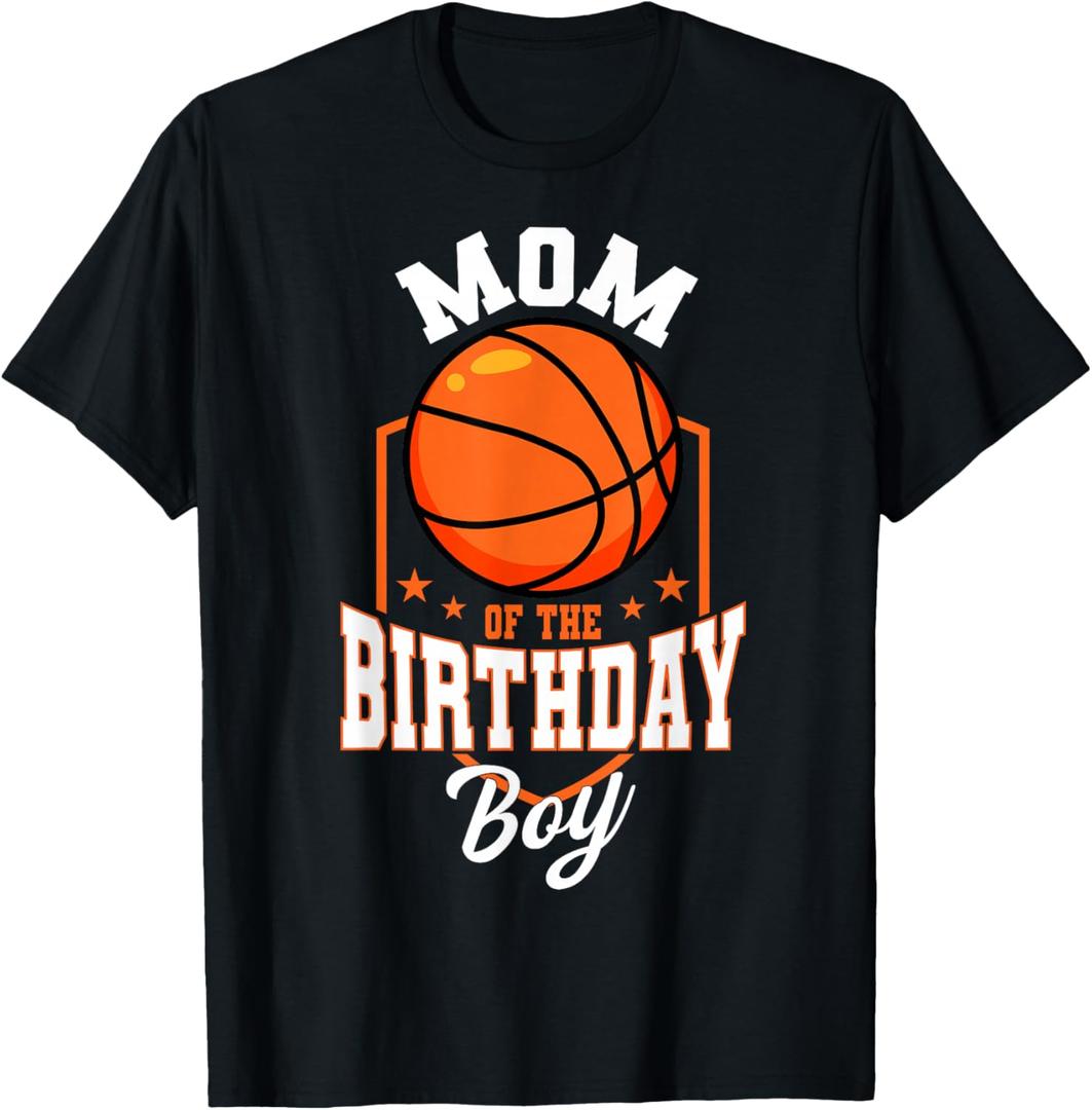Mom Of The Birthday Boy Basketball Theme Bday Party T-Shirt, Size S