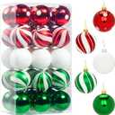 30 Pcs Christmas Ball Ornaments Set, 2.36'' Red Green and White Luxury Hand-Painted Xmas Tree Decoration, Shatterproof Decorative Hanging Ornament Bulk for Party Holiday Wreath Garland Home Dcor