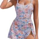 Blooming Jelly Womens Tummy Control Swimdress 2 Piece Swimming Swimsuits | Swim Dress, Tummy Control Swim Suit, Removable Swim Skirt, Adjust Straps and Removable Pads, for Swimming and Beach Vacations (XXL)