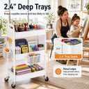 3 Tier White Rolling Storage Cart Metal with DIY Pegboard and Wheels