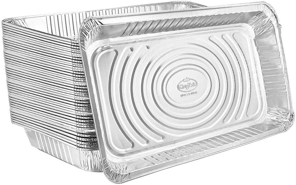Aluminum Pans Full Size, Large Disposable Roasting & Baking Pan, 21"x13" Deep Foil Pans (Count of 10) Extra Heavy Duty Chafing Trays for Hotels, Restaurants, Caterers, Steam Table, Buffets & Bakeware
